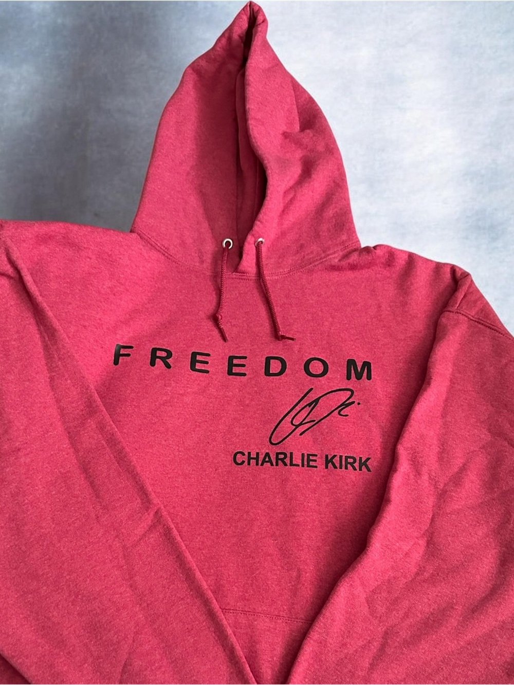 Jerzees Red Freedom Hoodie with Black Graphic